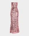 Bronx And Banco Farah Strapless Sequin Column Gown In Blush