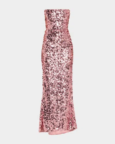 BRONX AND BANCO FARAH STRAPLESS SEQUIN COLUMN GOWN