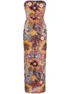 Bronx And Banco Dahlia Strapless Floral Sequin Column Gown In Black