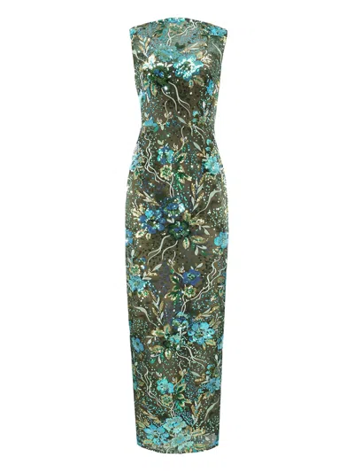 Bronx And Banco Floral-pattern Maxi Dress In Green
