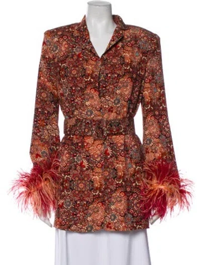 Pre-owned Bronx And Banco Floral Print Down Jacket In Red