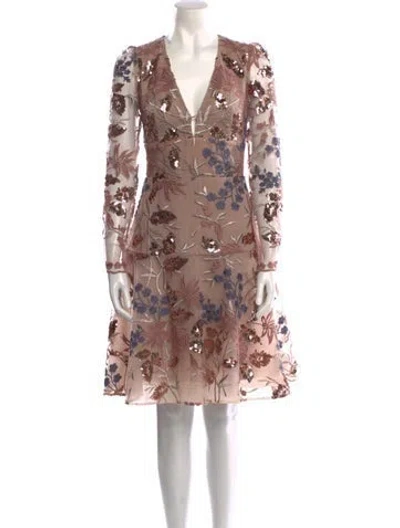 Pre-owned Bronx And Banco Floral Print Knee-length Dress In Neutral