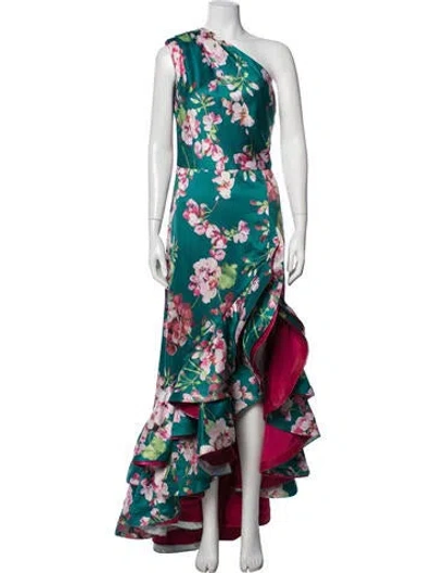 Pre-owned Bronx And Banco Floral Print Long Dress In Blue