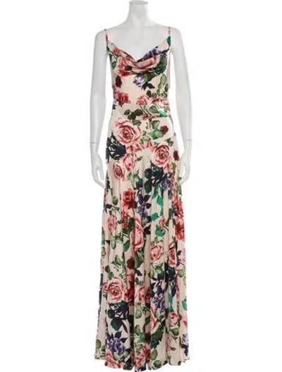 Pre-owned Bronx And Banco Floral Print Long Dress In Multicolor