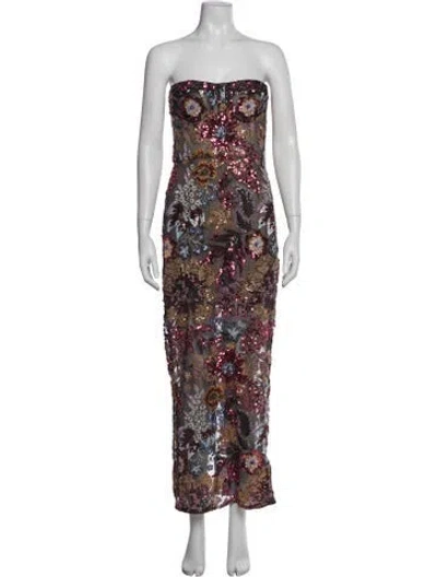 Pre-owned Bronx And Banco Floral Print Long Dress In Multicolor