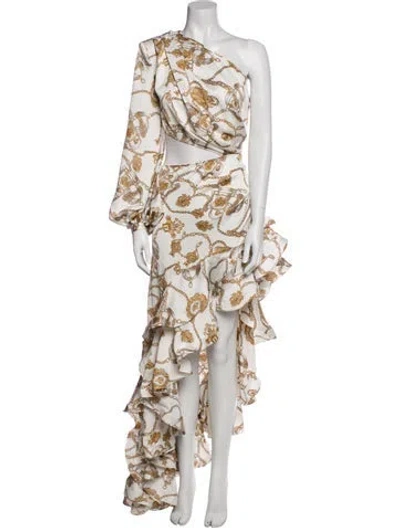 Pre-owned Bronx And Banco Floral Print Long Dress In Neutral