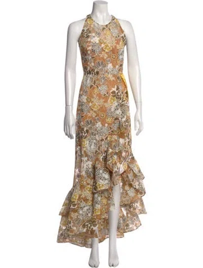 Pre-owned Bronx And Banco Floral Print Long Dress In Neutral