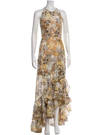 Pre-owned Bronx And Banco Floral Print Long Dress In Neutrals