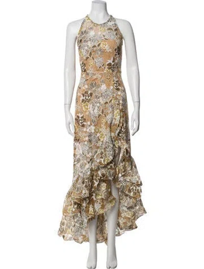 Pre-owned Bronx And Banco Floral Print Long Dress In Neutrals