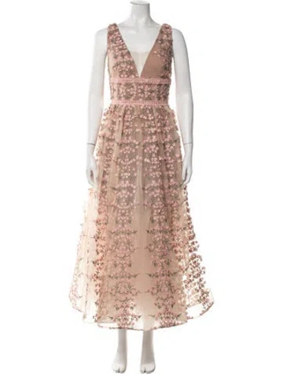 Pre-owned Bronx And Banco Floral Print Long Dress In Neutrals/pink