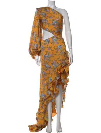 Pre-owned Bronx And Banco Floral Print Long Dress In Orange