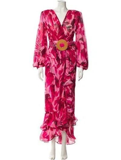 Pre-owned Bronx And Banco Floral Print Long Dress In Pink