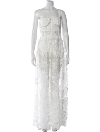 Pre-owned Bronx And Banco Floral Print Long Dress W/ Tags In Neutral