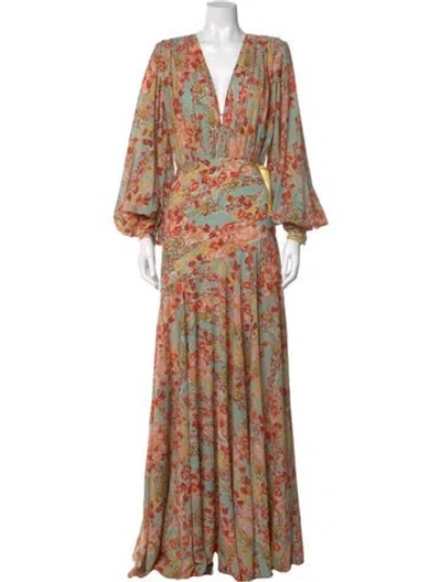 Pre-owned Bronx And Banco Floral Print Long Dress W/ Tags In Orange