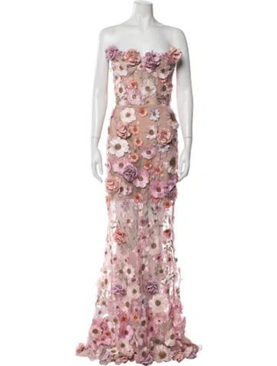 Pre-owned Bronx And Banco Floral Print Long Dress W/ Tags In Pink