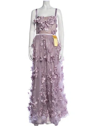 Pre-owned Bronx And Banco Floral Print Long Dress W/ Tags In Purple