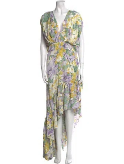 Pre-owned Bronx And Banco Floral Print Long Dress In White