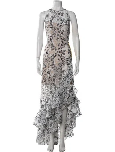 Pre-owned Bronx And Banco Floral Print Long Dress In White