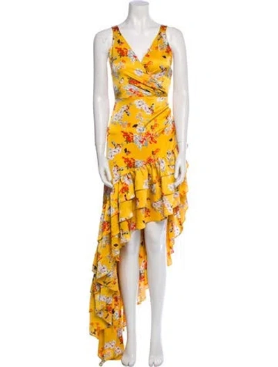 Pre-owned Bronx And Banco Floral Print Long Dress In Yellow