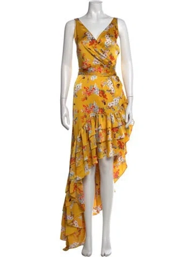 Pre-owned Bronx And Banco Floral Print Long Dress In Yellow