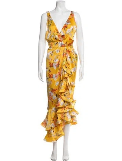 Pre-owned Bronx And Banco Floral Print Long Dress In Yellow