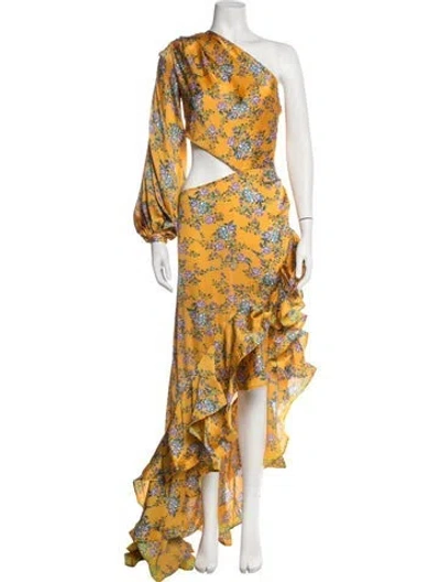 Pre-owned Bronx And Banco Floral Print Long Dress In Yellow