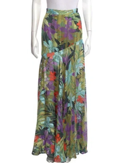 Pre-owned Bronx And Banco Floral Print Long Skirt In Green