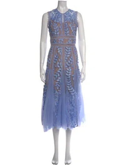 Pre-owned Bronx And Banco Floral Print Midi Length Dress In Purple