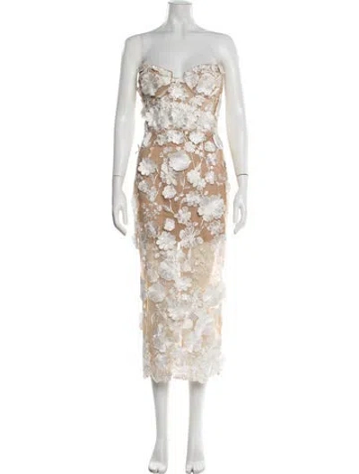 Pre-owned Bronx And Banco Floral Print Midi Length Dress In White