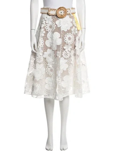 Pre-owned Bronx And Banco Floral Print Midi Length Skirt W/ Tags In White