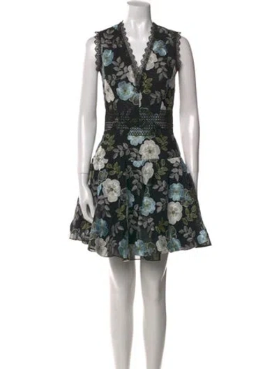Pre-owned Bronx And Banco Floral Print Mini Dress In Black