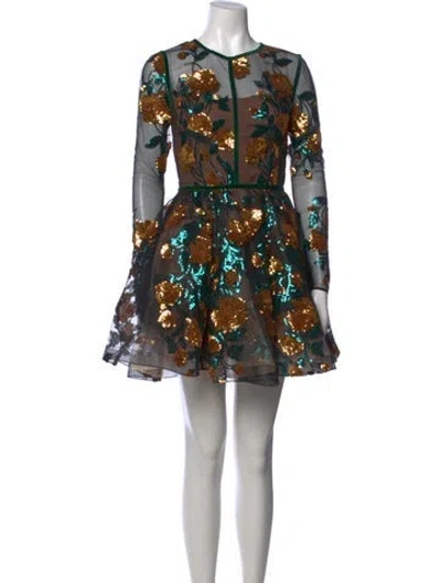 Pre-owned Bronx And Banco Floral Print Mini Dress In Black