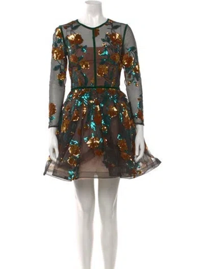 Pre-owned Bronx And Banco Floral Print Mini Dress In Black