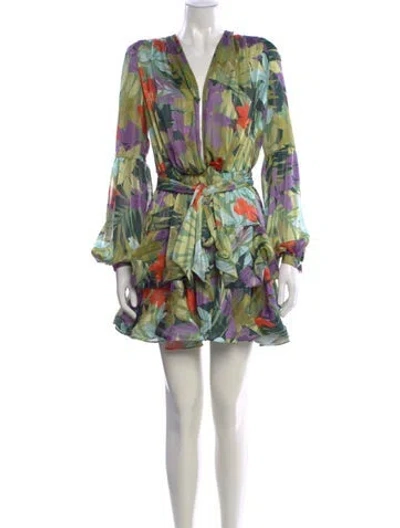 Pre-owned Bronx And Banco Floral Print Mini Dress In Green