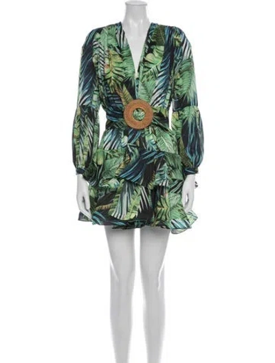 Pre-owned Bronx And Banco Floral Print Mini Dress In Green