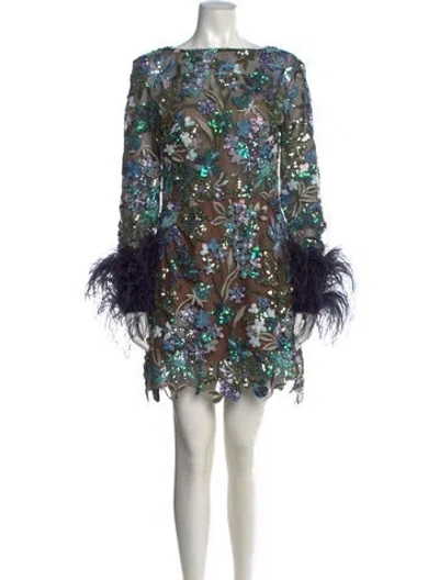 Pre-owned Bronx And Banco Floral Print Mini Dress In Green