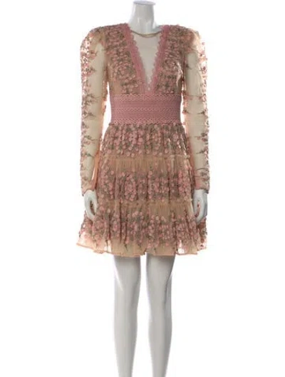 Pre-owned Bronx And Banco Floral Print Mini Dress In Neutral
