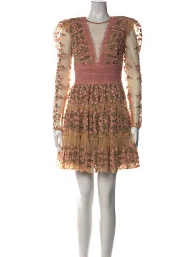 Pre-owned Bronx And Banco Floral Print Mini Dress In Neutral