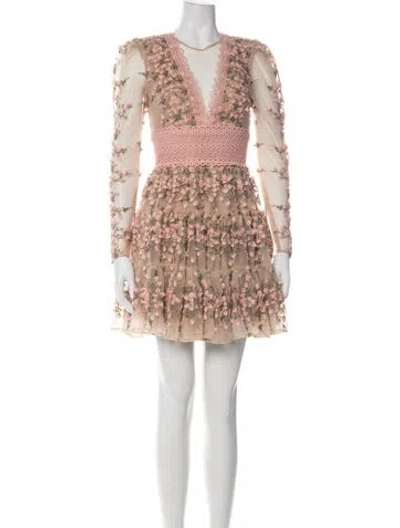 Pre-owned Bronx And Banco Floral Print Mini Dress In Neutral