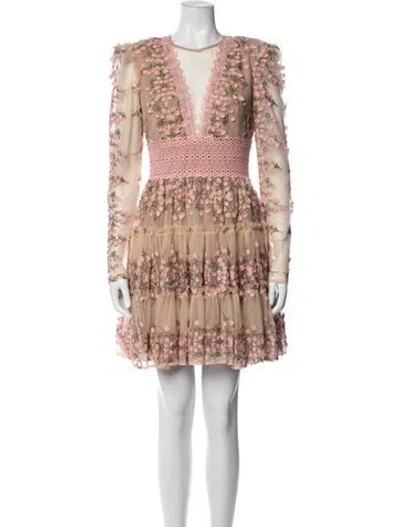Pre-owned Bronx And Banco Floral Print Mini Dress In Neutrals