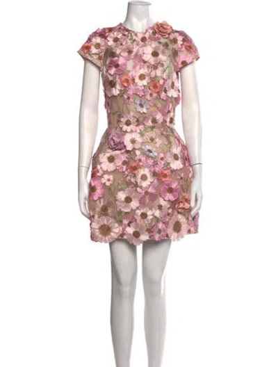 Pre-owned Bronx And Banco Floral Print Mini Dress In Neutrals/pink