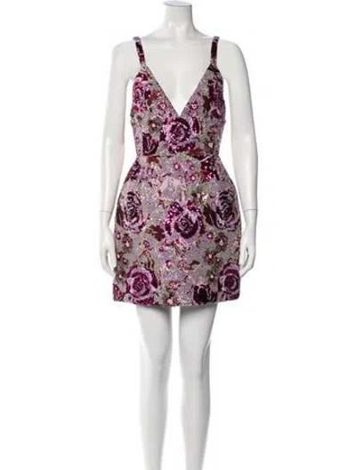 Pre-owned Bronx And Banco Floral Print Mini Dress In Neutrals/pink