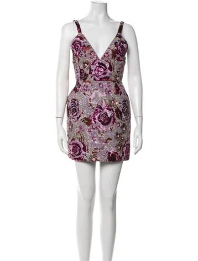 Pre-owned Bronx And Banco Floral Print Mini Dress In Neutrals/pink