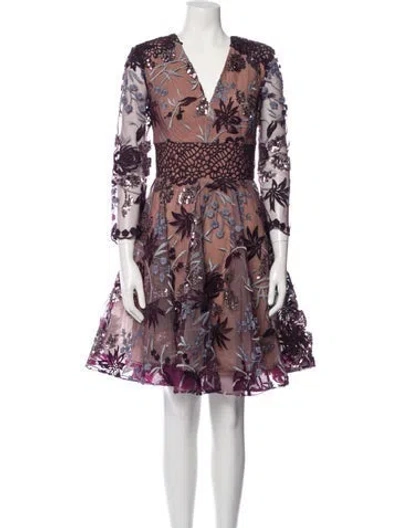 Pre-owned Bronx And Banco Floral Print Mini Dress In Purple