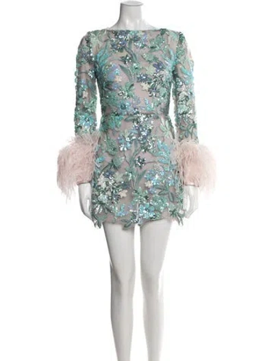 Pre-owned Bronx And Banco Floral Print Mini Dress W/ Tags In Green