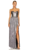 Bronx And Banco Florence Strapless Shimmer Gown In Silver