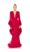 Bronx And Banco Geisha V-neck Gown In Red