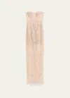 Bronx And Banco Giselle Blanc Strapless Bead & Sequin Gown In White