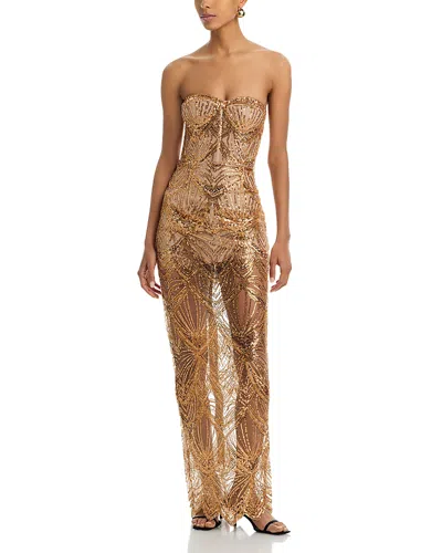 Bronx And Banco Giselle Embellished Maxi Dress In Gold