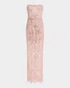 Bronx And Banco Giselle Strapless Bead & Sequin Column Gown In Blush